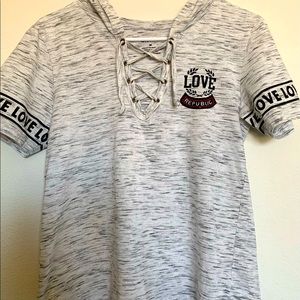 Love Republic Hooded Tee by On Fire. Medium